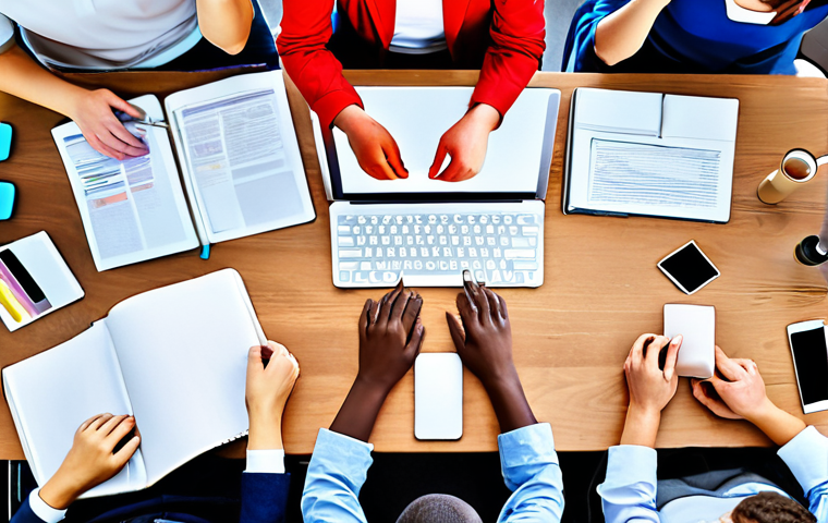 **Online Learning Community:** A vibrant online forum or social media group with diverse people sharing knowledge, discussing digital marketing case studies, and exchanging ideas. Focus on a sense of collaboration and mutual support.