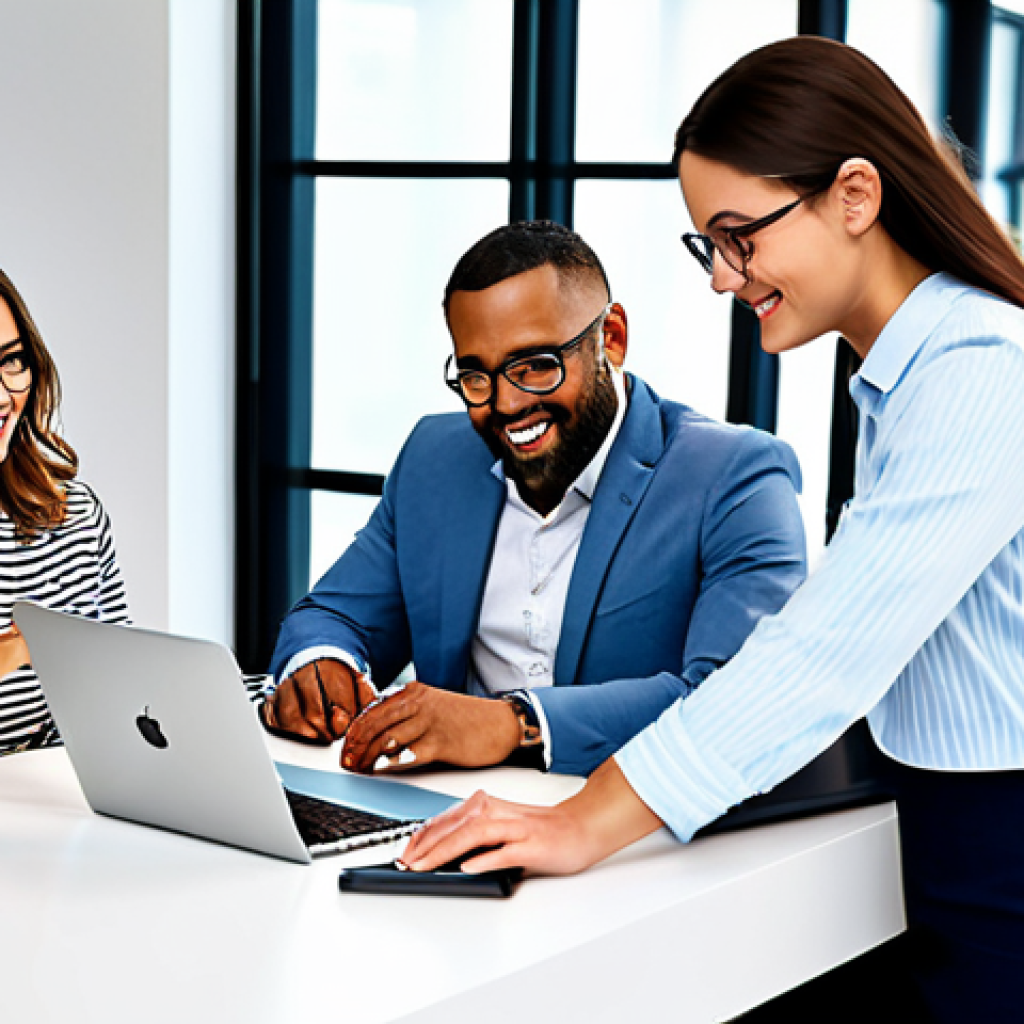 Collaborative Workspace**

"A bright and modern co-working space filled with diverse professionals working together on laptops and tablets, fully clothed in business casual attire, safe for work, appropriate content, professional environment, natural lighting, perfect anatomy, well-formed hands, modest dress, family-friendly, high quality."

**