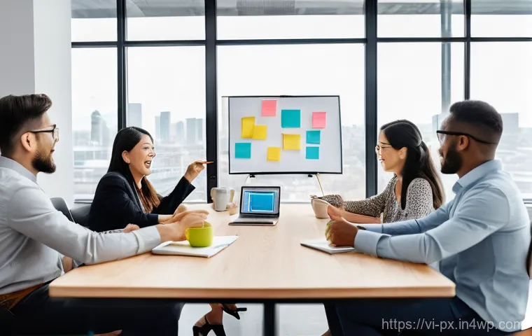 집단지성과 창의적 솔루션의 연계성 - **Prompt 1: Dynamic Brainstorming Session**
    "A vibrant, brightly lit, modern co-working space. S...